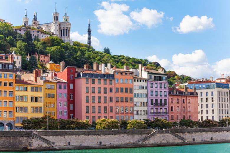 Color Houses at the Saone River Bank