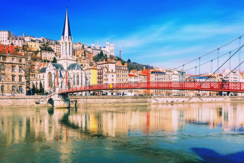 Pedestrian Saint Georges Footbridge and the Saint Georges Church