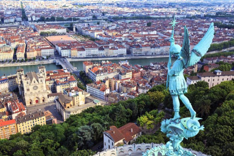 Lyon from the top of Notre Dame de Fourviere