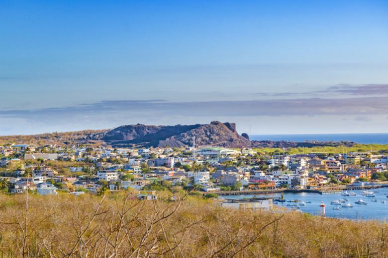 AERIAL VIEW OF SAN CRISTOBAL CITY, GALAPAGOS, ECUADOR