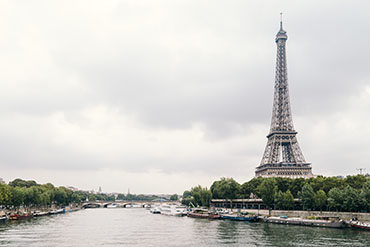 view of the Eiffel Tower from the River Seine