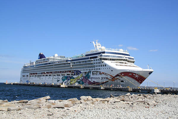 A Norwegian cruise ship in port