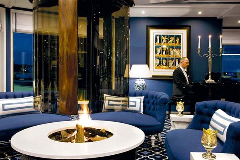 Uniworld Boutique River Cruises - Main Lounge Fireplace